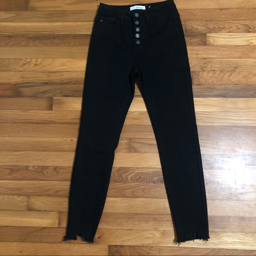 KanCan Black Skinny Jeans Bitten Hem Size 25